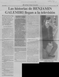 Las historias de Benjamín Galemiri llegan a a la televisión  [artículo] Javier Ibacache V.