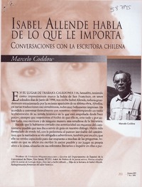 Isabel Allende habla de lo que le importa  [artículo] Marcelo Coddou