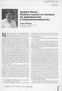 Andrés Pérez, poética teatral en tiempos de globalización y transnacionalización  [artículo] Juan Villegas