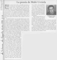 La poesía de Malú Urriola  [artículo] Wellington Rojas Valdebenito