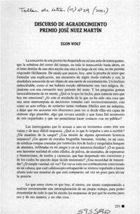 Discurso de agradecimiento Premio José Nuez Martín  [artículo]