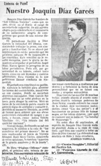 Nuestro Joaquín Díaz Garcés  [artículo] Andrés Sabella.