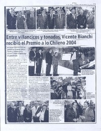 Entre villancicos y tonadas, Vicente Bianchi recibió el Premio a lo Chileno 2004