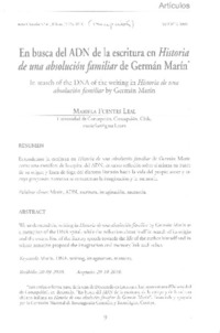 En busca del ADN de la escritura en Historia de una absolución familiar de Germán Marín