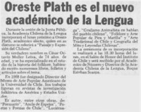 Oreste Plath es el nuevo académico de la Lengua.
