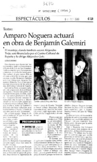 Amparo Noguera actuará en obra de Benjamín Galemiri