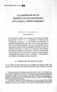 La contribución del Dr. Rodolfo Lenz al conocimiento de la lengua y cultura mapuche