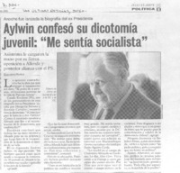 Aylwin confesó su dicotomía juvenil: "Me sentía socialista"