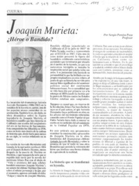 Joaquín Murieta, ¿héroe o bandido?  [artículo] Sergio Pereira Poza