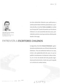 Entrevista a escritores chilenos  [artículo] Eduardo Guerrero del Río