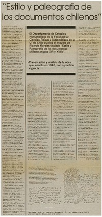 Estilo y paleografía de los documentos chilenos"