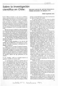 Sobre la investigación científica en Chile : diálogo con el Dr. Héctor Croxatto R. premio nacional de ciencias 1979