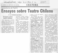 Ensayos sobre teatro chileno.