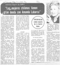 "Las mujeres chilenas tienen gran deuda con Amanda Labarca" Adriana Olguín de Baltra.