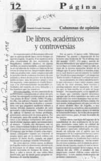 De libros, académicos y controversias  [artículo] Ernesto Livavic G.