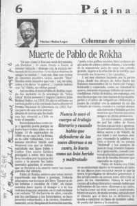 Muerte de Pablo de Rokha  [artículo] Marino Muñoz Lagos.