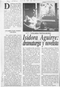Isidora Aguirre, dramaturga y novelista  [artículo].