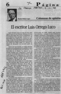 El escritor Luis Orrego Luco  [artículo] Marino Muñoz Lagos.
