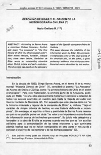 Gerónimo de Bibar y el origen de la historiografía chilena