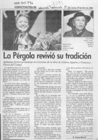 La pérgola revivió su tradición  [artículo] Carmen Mera O.