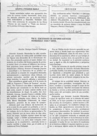 En el centenario de Antonio Acevedo Hernández, vida y obra  [artículo] Enrique Gajardo Velásquez.
