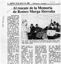 Al rescate de la memoria de Romeo Murga Sierralta  [artículo].