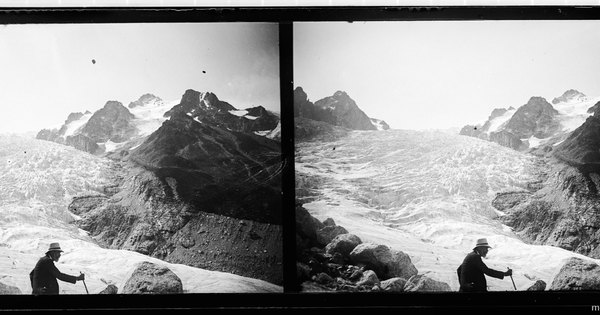 En el glaciar de Trient con papá, Suiza, 1908