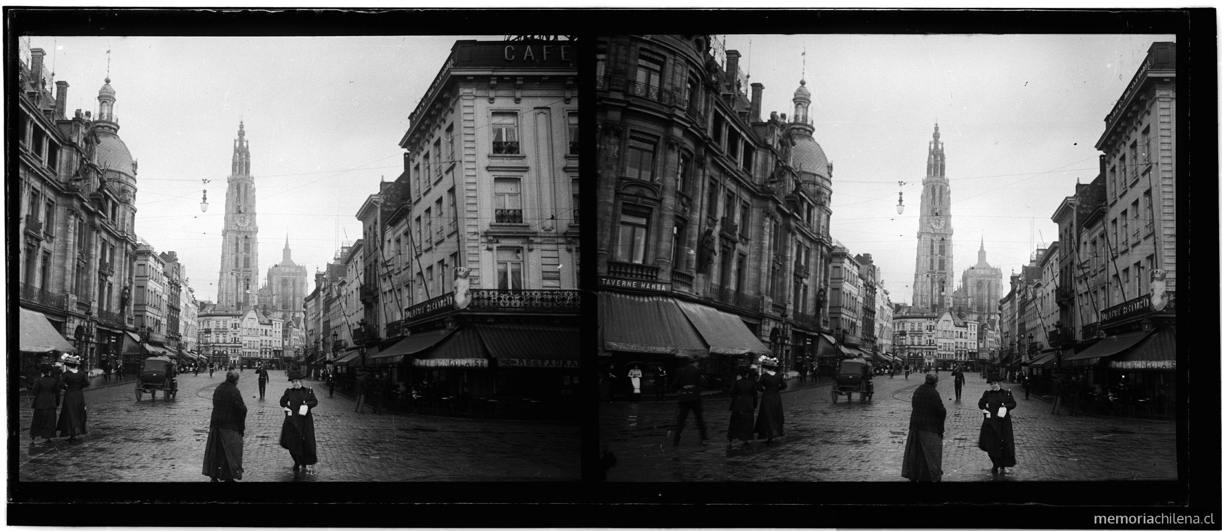 Catedral de Amberes vista desde la calle. Bélgica, agosto, 1909