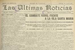 "El combate naval frente a la isla Santa María", Las Últimas Noticias miércoles 4 de Noviembre de 1914. p. 1, completa