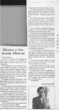 México y Gabriela Mistral  [artículo] Juan Meza Sepúlveda