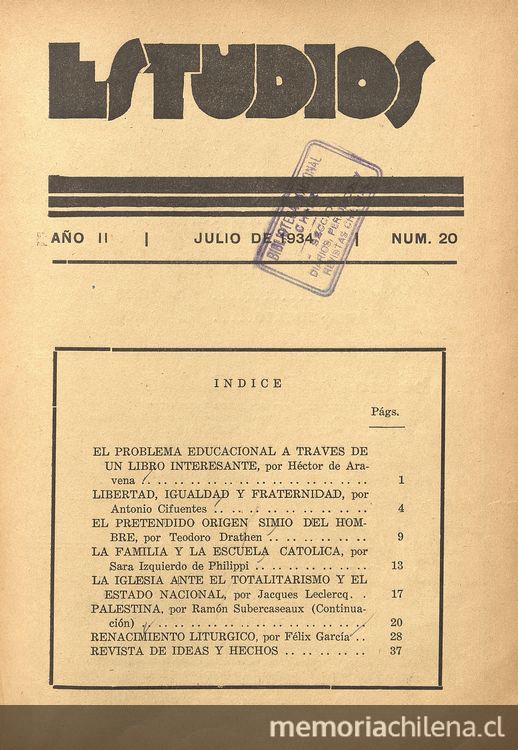 Estudios: número 20, julio de 1934