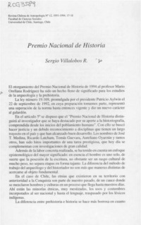 Premio Nacional de Historia  [artículo] Sergio Villalobos R.