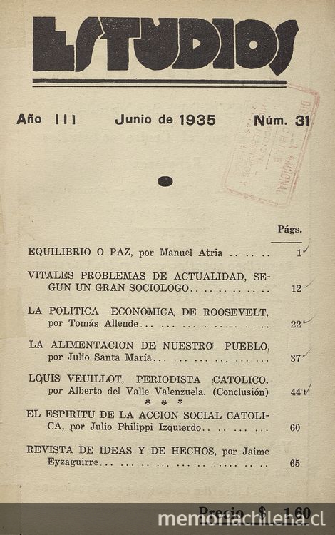 Estudios: número 31, junio de 1935