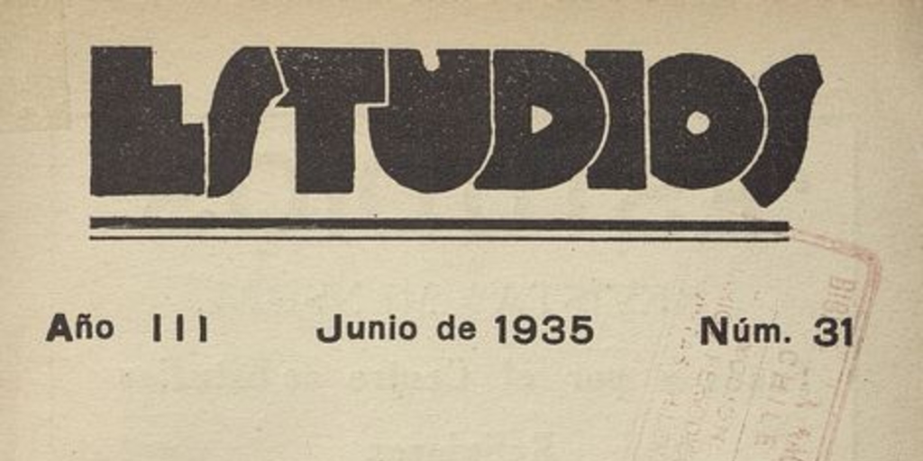 Estudios: número 31, junio de 1935