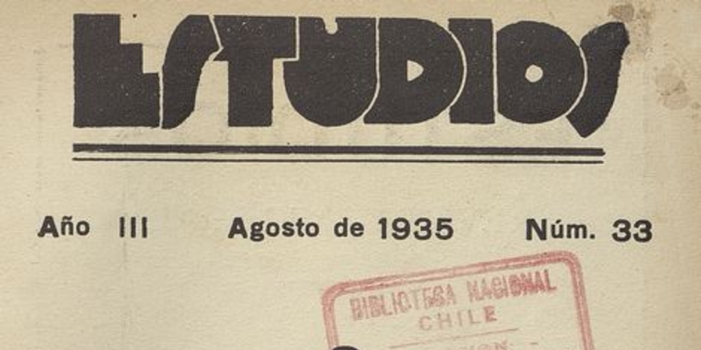 Estudios: número 33, agosto de 1935