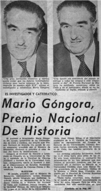 Mario Góngora, premio nacional de historia.