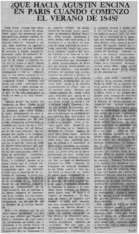 Qué hacía Agustín Encina en París cuando comenzó el verano de 1848?