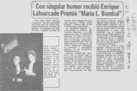 Con singular humor recibió Enrique Lafourcade premio "María L. Bombal".