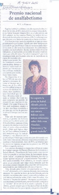 Premio Nacional de analfabetismo