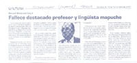 Fallece destacado profesor y lingüista mapuche