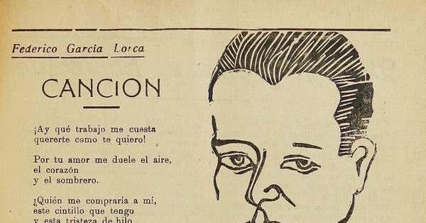 "Canción" de Federico García Lorca en revista Vértebra del Liceo de Hombres de La Serena.