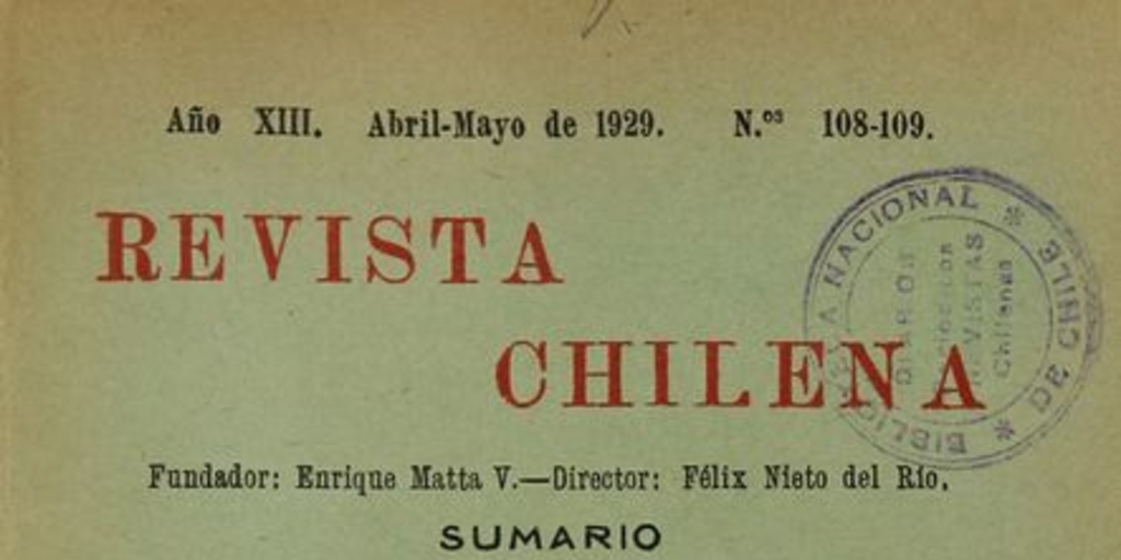 Revista chilena: año 13, números 108-109, abril-mayo de 1929