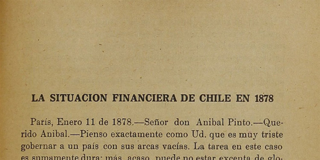 La situación financiera de Chile en 1878
