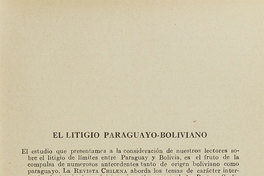 El litigio paraguayo-boliviano