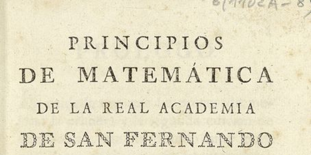 Portada de Principios de matemáticas de la Real Academia de San Fernando