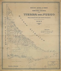 Territorio nacional de Tierra del Fuego plano demostrativo del estado de la tierra [material cartográfico] : Dirección general de Tierras.