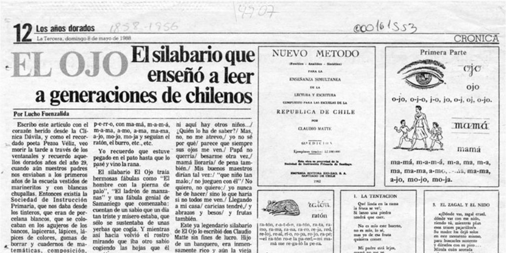 Simpático función molécula El ojo, el silabario que enseñó a leer a generaciones de chilenos - Memoria  Chilena, Biblioteca Nacional de Chile