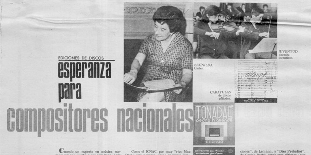 Ediciones de discos. Esperanzas para compositores chilenos