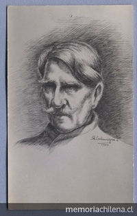 Alberto Ghiraldo, dibujo del retrato frontal de rostro