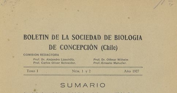El experimento de la hiperfeminización de Steinach. Boletín Sociedad de Biología de Concepción (Chile) Tomo 1. 1927
